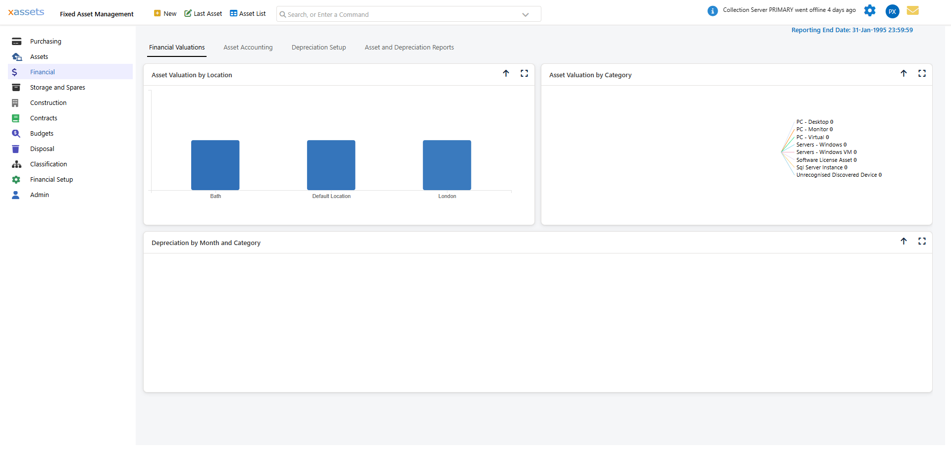 Bulk update Depreciation Setup tab showing affected asset count