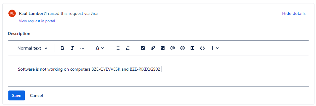 JIRA Ticket with an xAssets Asset Panel included